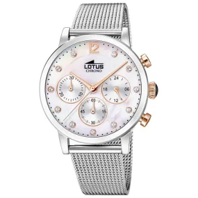 Montre Lotus L18676-1 - TRENDY Chronographe Acier Argenté Cadran Blanc Femme | 3 Suisses