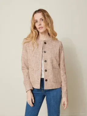 Veste sans col tissu vichy femme